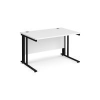 Maestro 25 straight desk 1200mm x 800mm - black cable managed leg frame, white top