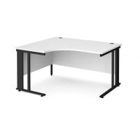 Maestro 25 left hand ergonomic desk 1400mm wide - black cable managed leg frame, white top