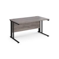 Maestro 25 straight desk 1400mm x 800mm - black cable managed leg frame, grey oak top