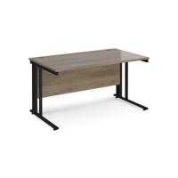 Maestro 25 straight desk 1400mm x 800mm - black cable managed leg frame, nebraska top