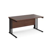 Maestro 25 straight desk 1400mm x 800mm - black cable managed leg frame, walnut top