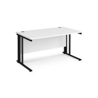 Maestro 25 straight desk 1400mm x 800mm - black cable managed leg frame, white top