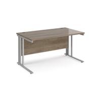 Maestro 25 straight desk 1400mm x 800mm - silver cable managed leg frame, nebraska top