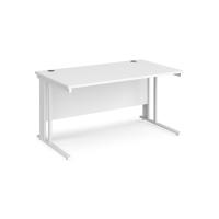 Maestro 25 straight desk 1400mm x 800mm - white cable managed leg frame, white top