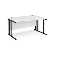 Maestro 25 right hand wave desk 1400mm wide - black cable managed leg frame, white top