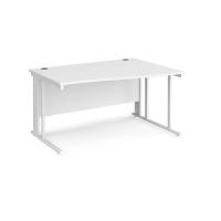 Maestro 25 right hand wave desk 1400mm wide - white cable managed leg frame, white top
