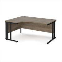 Maestro 25 left hand ergonomic desk 1600mm wide - black cable managed leg frame, nebraska oak top