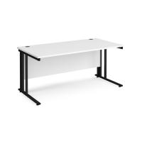 Maestro 25 straight desk 1600mm x 800mm - black cable managed leg frame, white top