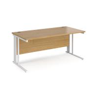 Maestro 25 straight desk 1600mm x 800mm - white cable managed leg frame, oak top