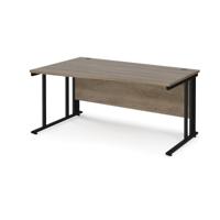Maestro 25 left hand wave desk 1600mm wide - black cable managed leg frame, nebraska oak top