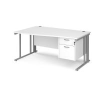 Maestro 25 cable managed left hand wave desk with 2 drawer ped