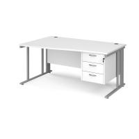 Maestro 25 cable managed left hand wave desk with 3 drawer ped