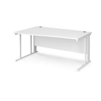 Maestro 25 left hand wave desk 1600mm wide - white cable managed leg frame, white top