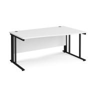 Maestro 25 right hand wave desk 1600mm wide - black cable managed leg frame, white top