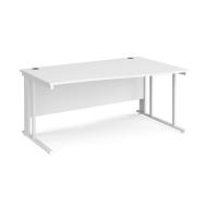 Maestro 25 right hand wave desk 1600mm wide - white cable managed leg frame, white top