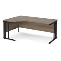 Maestro 25 left hand ergonomic desk 1800mm wide - black cable managed leg frame, nebraska oak top