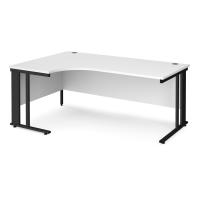 Maestro 25 left hand ergonomic desk 1800mm wide - black cable managed leg frame, white top