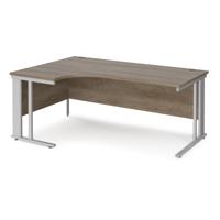 Maestro 25 left hand ergonomic desk 1800mm wide - silver cable managed leg frame, nebraska oak top