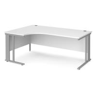 Maestro 25 left hand ergonomic desk 1800mm wide - silver cable managed leg frame, white top