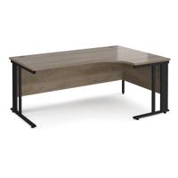 Maestro 25 right hand ergonomic desk 1800mm wide - black cable managed leg frame, nebraska oak top