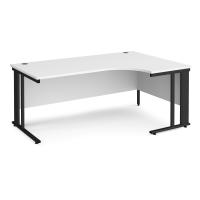 Maestro 25 right hand ergonomic desk 1800mm wide - black cable managed leg frame, white top