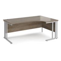 Maestro 25 right hand ergonomic desk 1800mm wide - silver cable managed leg frame, nebraska oak top