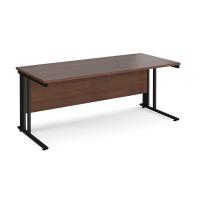 Maestro 25 straight desk 1800mm x 800mm - black cable managed leg frame, walnut top