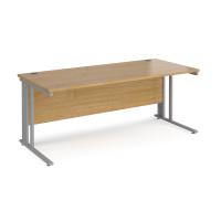 Maestro 25 straight desk 1800mm x 800mm - silver cable managed leg frame, oak top