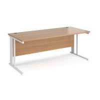 Maestro 25 straight desk 1800mm x 800mm - white cable managed leg frame, beech top