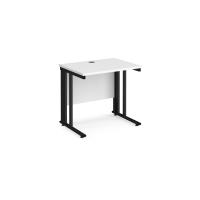 Maestro 25 straight desk 800mm x 600mm - black cable managed leg frame, white top