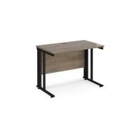 Maestro 25 straight desk 1000mm x 600mm - black cable managed leg frame, Nebraska Oak top