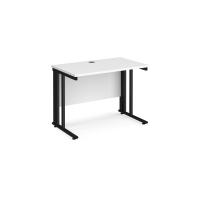 Maestro 25 straight desk 1000mm x 600mm - black cable managed leg frame, white top