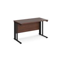 Maestro 25 straight desk 1200mm x 600mm - black cable managed leg frame, walnut top