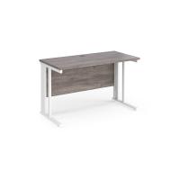 Maestro 25 straight desk 1200mm x 600mm - white cable managed leg frame, grey oak top