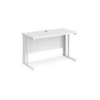 Maestro 25 straight desk 1200mm x 600mm - white cable managed leg frame, white top