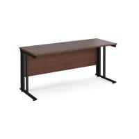 Maestro 25 straight desk 1600mm x 600mm - black cable managed leg frame, walnut top