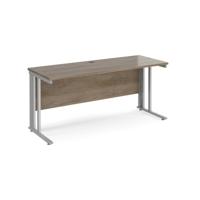 Maestro 25 straight desk 1600mm x 600mm - silver cable managed leg frame, Nebraska Oak top