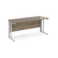 Maestro 25 straight desk 1600mm x 600mm - white cable managed leg frame, Nebraska Oak top