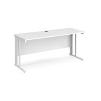 Maestro 25 straight desk 1600mm x 600mm - white cable managed leg frame, white top