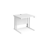 Maestro 25 straight desk 800mm x 800mm - white cable managed leg frame, white top