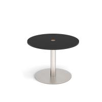 Monza circular dining table 800mm with central circular cutout 80mm - black