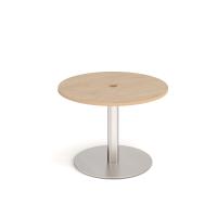 Monza circular dining table 800mm with central circular cutout 80mm - Kendal oak