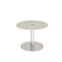 Monza circular dining table 800mm with central circular cutout 80mm - Light Grey