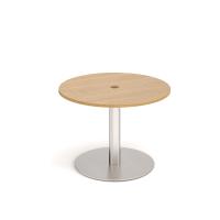 Monza circular dining table 800mm with central circular cutout 80mm - Oak