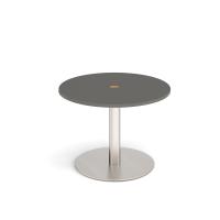 Monza circular dining table 800mm with central circular cutout 80mm - Onyx Grey