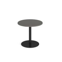 Monza circular dining table with flat round black base 800mm - Onyx Grey