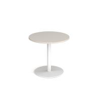 Monza circular dining table with flat round white base 800mm - Light Grey