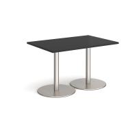 Monza rectangular dining table with flat round brushed steel bases 1200mm x 800mm - Black