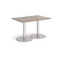Monza rectangular dining table with flat round brushed steel bases 1200mm x 800mm - Barcelona walnut