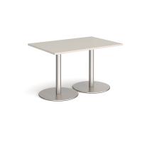 Monza rectangular dining table with flat round brushed steel bases 1200mm x 800mm - Light Grey
